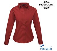 Ladies Poplin Long Sleeve Blouse 30 Colours Sizes 6-26 Easy Care Premier PR300