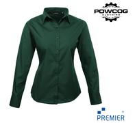 Ladies Poplin Long Sleeve Blouse 30 Colours Sizes 6-26 Easy Care Premier PR300