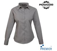 Ladies Poplin Long Sleeve Blouse 30 Colours Sizes 6-26 Easy Care Premier PR300