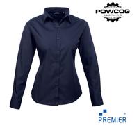 Ladies Poplin Long Sleeve Blouse 30 Colours Sizes 6-26 Easy Care Premier PR300
