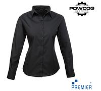 Ladies Poplin Long Sleeve Blouse 30 Colours Sizes 6-26 Easy Care Premier PR300