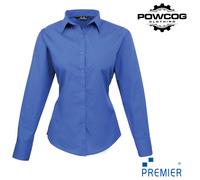 Ladies Poplin Long Sleeve Blouse 30 Colours Sizes 6-26 Easy Care Premier PR300
