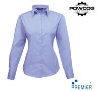 Ladies Poplin Long Sleeve Blouse 30 Colours Sizes 6-26 Easy Care Premier PR300