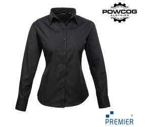 Ladies Poplin Long Sleeve Blouse 30 Colours Sizes 6-26 Easy Care Premier PR300