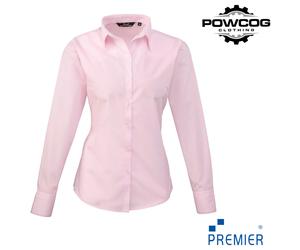 Ladies Poplin Long Sleeve Blouse 30 Colours Sizes 6-26 Easy Care Premier PR300