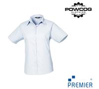 Ladies Poplin Short Sleeve Blouse Semi-Fitted Easy Care Workwear 30 Colours