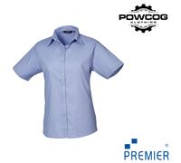 Ladies Poplin Short Sleeve Blouse Semi-Fitted Easy Care Workwear 30 Colours