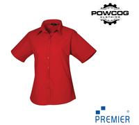 Ladies Poplin Short Sleeve Blouse Semi-Fitted Easy Care Workwear 30 Colours