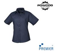 Ladies Poplin Short Sleeve Blouse Semi-Fitted Easy Care Workwear 30 Colours