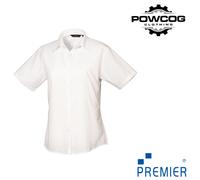 Ladies Poplin Short Sleeve Blouse Semi-Fitted Easy Care Workwear 30 Colours