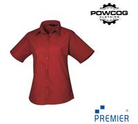 Ladies Poplin Short Sleeve Blouse Semi-Fitted Easy Care Workwear 30 Colours