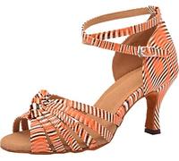 Ladies Practice Beginner Latin Tango Ballroom Party Salsa Open Toe Dance-Shoes Orange 2 UK