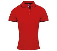 Ladies Premier Contrast Tipped Collar Polo Shirt Work Wear Sports Polo Tee Shirt