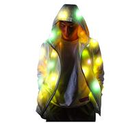 Ladies Presents Today'S Deals Jackets for Women UK Elegant Luminous Colorful Men Long sleeve Clothing Glowing Women Coat LED Jacket Women's Coat Ladies Todays Offers Special Deals (White, L)