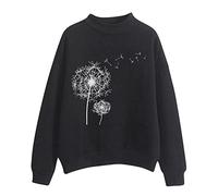 Ladies Presents Today'S Deals Winter Sweatshirt Women Autumn Winter O Neck Solid Color Prints Long Sleeve Pullover Sweatshirt Women's Christmas Recent Orders Placed By Me (Black, XXL)