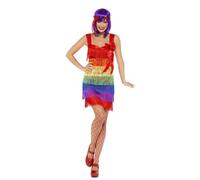 Ladies Pride 1920s Rainbow Flapper Fancy Dress Costume