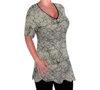 Ladies Print V Neck Blouse Tunic Womens Swing Flared T-Shirt Top