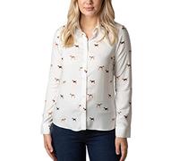 Ladies Printed Country Style Blouse with an Elegant V-Neckline and Traditional Sleeve Cuffs 100% Viscose for Smart Casual Everyday Wear