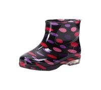 Ladies Printed Waterproof Short Wellies with Glossy Finish, Slip on Ankle Rain Boots for Women, Fashion Rubber Shoes with Non Slip Sole, Lightweight Stylish Waterproof Footwear for Garden Walks