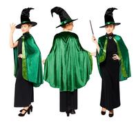 Ladies Professor McGonagall Costume Harry Potter Witch Dress Cape Hat Outfit