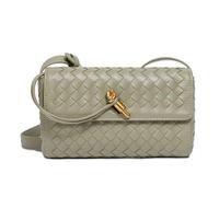 Ladies PU Crossbody Bag, Woven Evening Bag, Retro Shoulder Bag, Suitable for Daily Business Trips and Leisure Outings, as well as Daily Shopping (cave stone green)