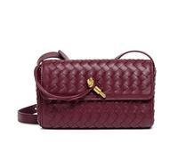 Ladies PU Crossbody Bag, Woven Evening Bag, Retro Shoulder Bag, Suitable for Daily Business Trips and Leisure Outings, as well as Daily Shopping (wine red)