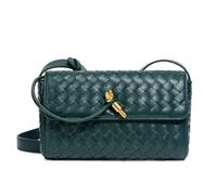 Ladies PU Crossbody Bag, Woven Evening Bag, Retro Shoulder Bag, Suitable for Daily Business Trips and Leisure Outings, as well as Daily Shopping (grandmother green)