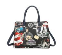 Ladies PU Leather Elvis Presley Multipockets Lightweight Timeless Fashion Hobo Handbag Shoulder with Crossbody Strap - NAVY