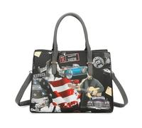 Ladies PU Leather Elvis Presley Multipockets Lightweight Timeless Fashion Hobo Handbag Shoulder with Crossbody Strap - DARK GREY