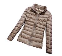 Ladies Puffer Jacket Lightweight Packable Down Jacket Women Puffer Coats for Women Puffa Jackets Oversized Puffer Jackets Womens Compressible Down Feather Coat Parka Quilted Padded Jackets Khaki L
