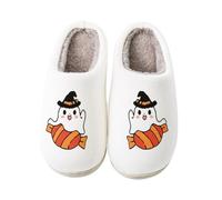 Ladies Pumpkin Fuzzy Slippers Womens Cosy House Shoes Fluffy Indoor Slipper | Halloween Memory Foam Warm Winter Cotton Mules Soft Plush Scuffs Slip on Spooky Autumn Thick Base