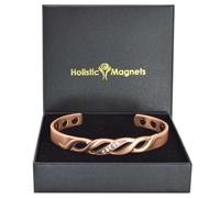 Ladies Pure Copper Magnetic Bracelet Women Copper Bangle Cuff 6 Neodymium Magnets, Adjustable, with Gemstones-LD (L: Wrist 19.5-22.5cm/7.6-8.75")