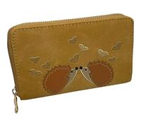 Ladies Purse, Medium Size Purses Featuring Hedgehogs, Zipped with Coin and Card Slots, Suede Style Finish (Golden Brown)