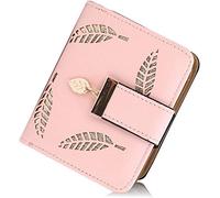 Ladies Purse Wallet, Womens Small Bifold Leather Purses Handbag with Cash/ID/Credit Card Holder Hollow Leaf, Ladies Vegan Coin Purses Wallet Money Bags with Zip Birthday Xmas Gifts for Women Girls