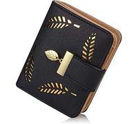 Ladies Purse Wallet, Womens Small Bifold Leather Purses Handbag with Cash/ID/Credit Card Holder Hollow Leaf, Ladies Vegan Coin Purses Wallet Money Bags with Zip Birthday Xmas Gifts for Women Girls