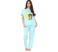 Ladies Pyjama Set Stars Moon Teddy Short Sleeve Cotton Loungewear PJs M to XXL Green