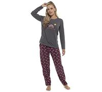 Ladies Pyjamas 3 Piece Set Jersey Printed PJ Nightwear UK Sizes 8 to 22 Top Bottoms & Scrunchie (Rainbow 12/14)