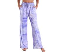 Ladies Pyjamas Bottoms Women Soft Casual Pants Comfortable Tie Dye Pants Full Length Going Out Pants pj Bottoms Women Sleepwear Trousers Sleep Lounge Pyjama with Pocket Drawstring Purple
