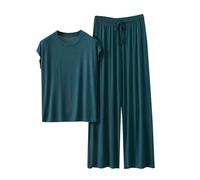 Ladies Pyjamas Set UK Modal Nightwear Soft Loungewear Tracksuits Long Trousers Plus Size Lounge Sets Comfy Leisure Wear Sets Wide Leg Matching Joggers Set 2 Piece Outfit Pjs Sleepwear Homewear