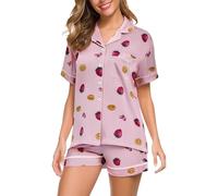 Ladies Pyjamas Size 14 2 Piece Ladies Short Pyjamas Sets V Neck Short Sleeve Tops and Shorts Loungewear Modal Pjs for Women Set Soft Comfy Nightwear Sleepwear Suits