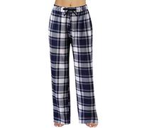 Ladies Pyjamas Size 18 Women's Pyjama Bottoms Casual Plaid Lounge Trousers Sleep Pants with Pockets Adjustable Drawstring Waist Soft Ladies Checked Pj Bottoms Wide Leg Straight Loose Sleepwear White