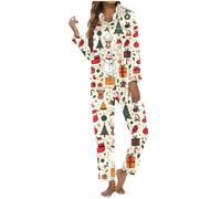 Ladies Pyjamas Womens Fleece Christmas Family Set Winter Long Sleeve Fluffy Lounge Wear Sets Halloween Women Pajamas for Uk Xmas Pjs Woman