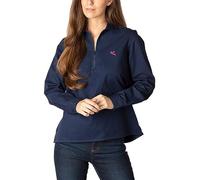 Ladies Quarter Zip Deck Shirt Womens 100% Cotton Rugby Style Deckshirt Long Sleeve (14, Kirby)