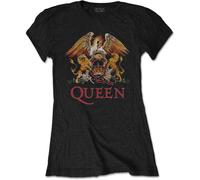 Ladies Queen Crest Freddie Mercury Brian May Official T-Shirt Womens