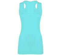 Ladies Race Back Vest Bodycon Muscle Top Gym Yoga Stretchy Shirt Womens Casual Sportswear Tank Top Aqua X Large UK 16-18