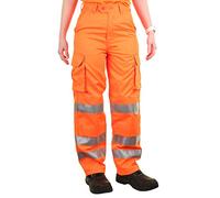 Click Fashion Ladies Rail Spec Trousers Orange Size 30