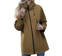Ladies Raincoat Womens Raincoats Waterproof with Hood Oversize Solid Long Coat Loose Drawstring Full-Zip Hooded Casual Outdoor Raincoat with Rain Jacket Women