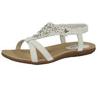Ladies Ravello Jo & Joe Faux Leather Peep Toe Sling Back Flower Fashion Flat Diamante Flip Flop Sandals Size 3-8 (UK 3, White)
