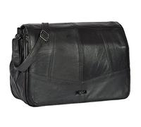 Ladies Real Leather Large Cross Body Organiser Messenger Shoulder Bag HOL975 Black