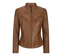 Ladies Real Leather Tan Biker Style Fashion Jacket Size UK 6-20 - Tan, XL - tan XL-16